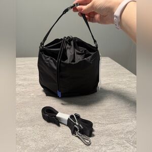 Athleta Simone Biles Satin Bucket Bag In Black One Size